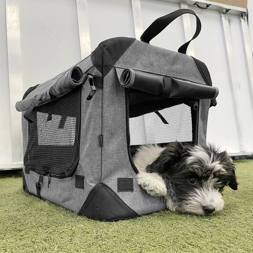 gray fabric dog cage Milou Dogman for large and small dogs
