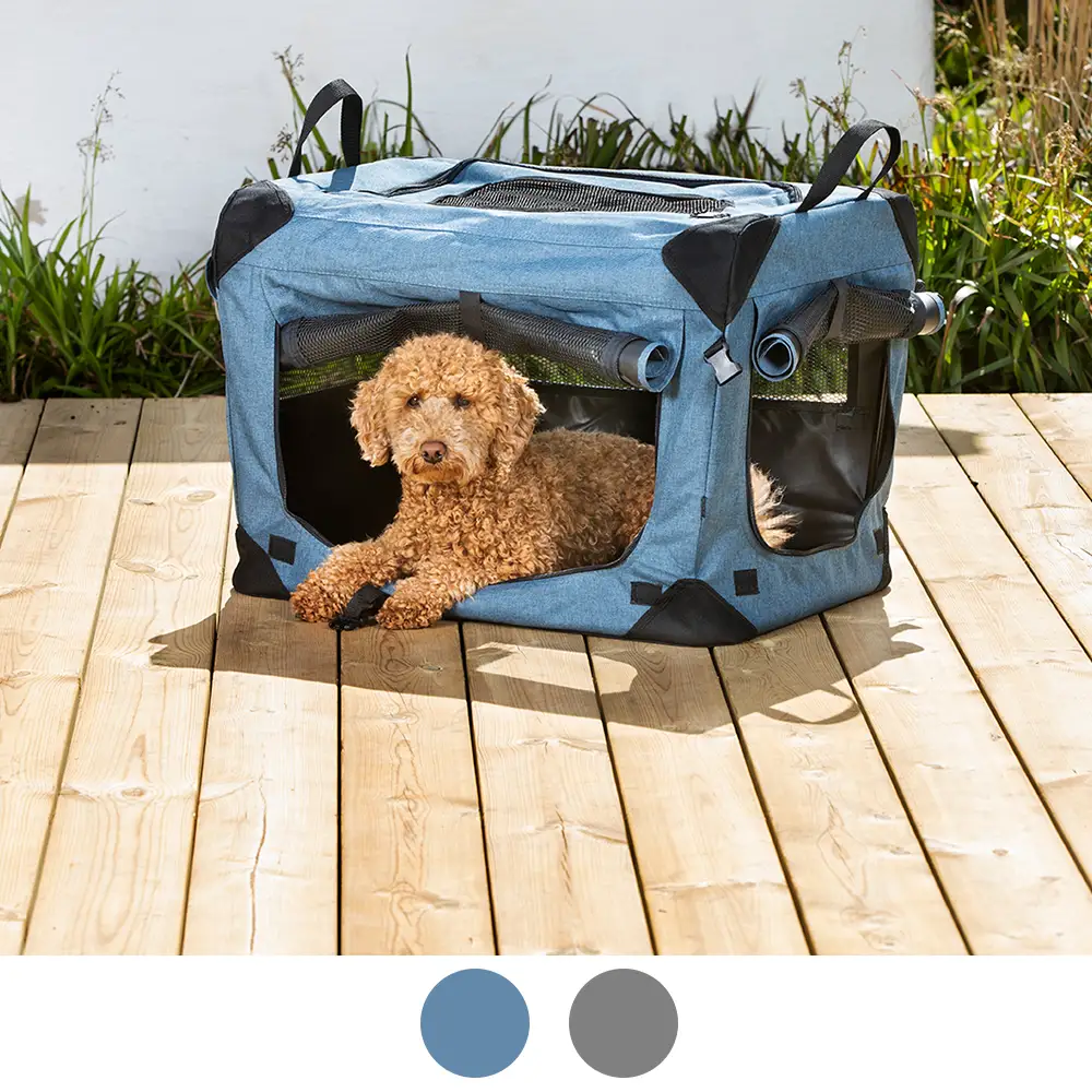 blue fabric dog cage Milou Dogman for large and small dogs