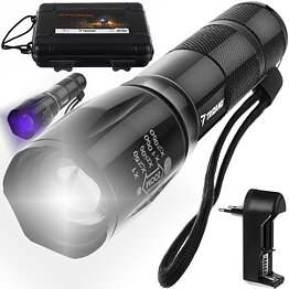 Ficklampa med UV-ljus / Zoom / Väska