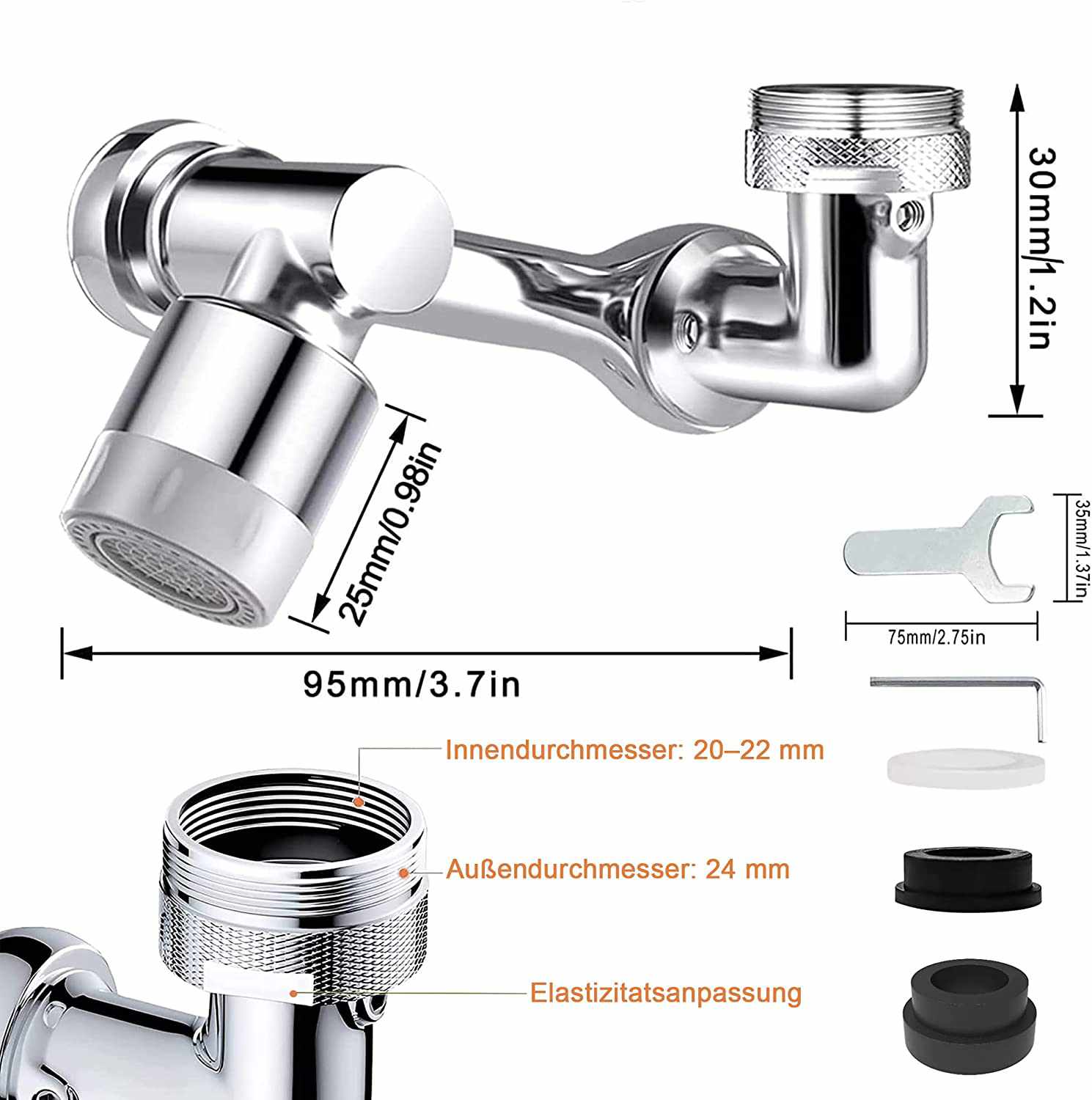 Extension tap - 1080° swivel | Multifunctional nozzle with 2 positions - 2