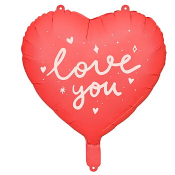 Folieballong - Rosa hjärta "love you"