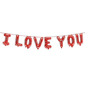 Ballonggirlang "I LOVE YOU" - Röd