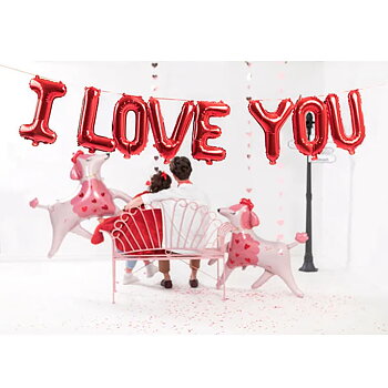 Ballonggirlang "I LOVE YOU" - Röd -1