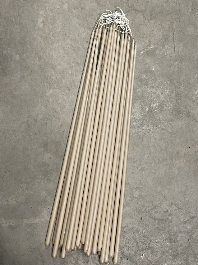 Hand-dipped thin long candles - Flower candles - Light beige - 38 cm - 10-pack - 5