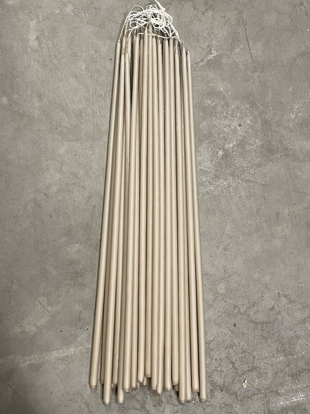 Hand-dipped thin long candles - Flower candles - Light beige - 38 cm - 10-pack - 6