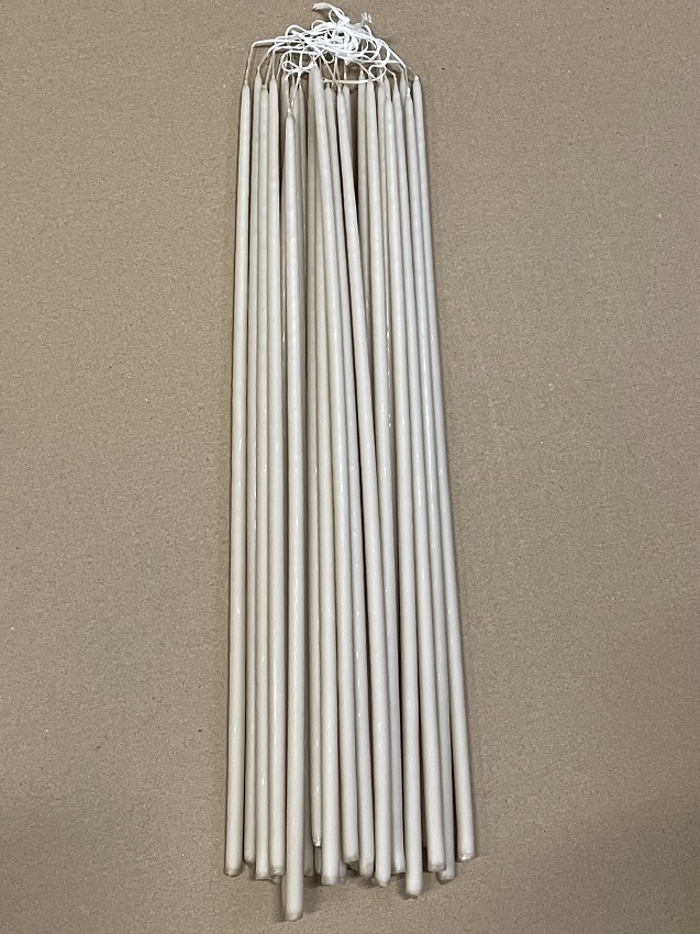 Hand-dipped thin long candles - Flower candles - Light beige - 38 cm - 10-pack - 7