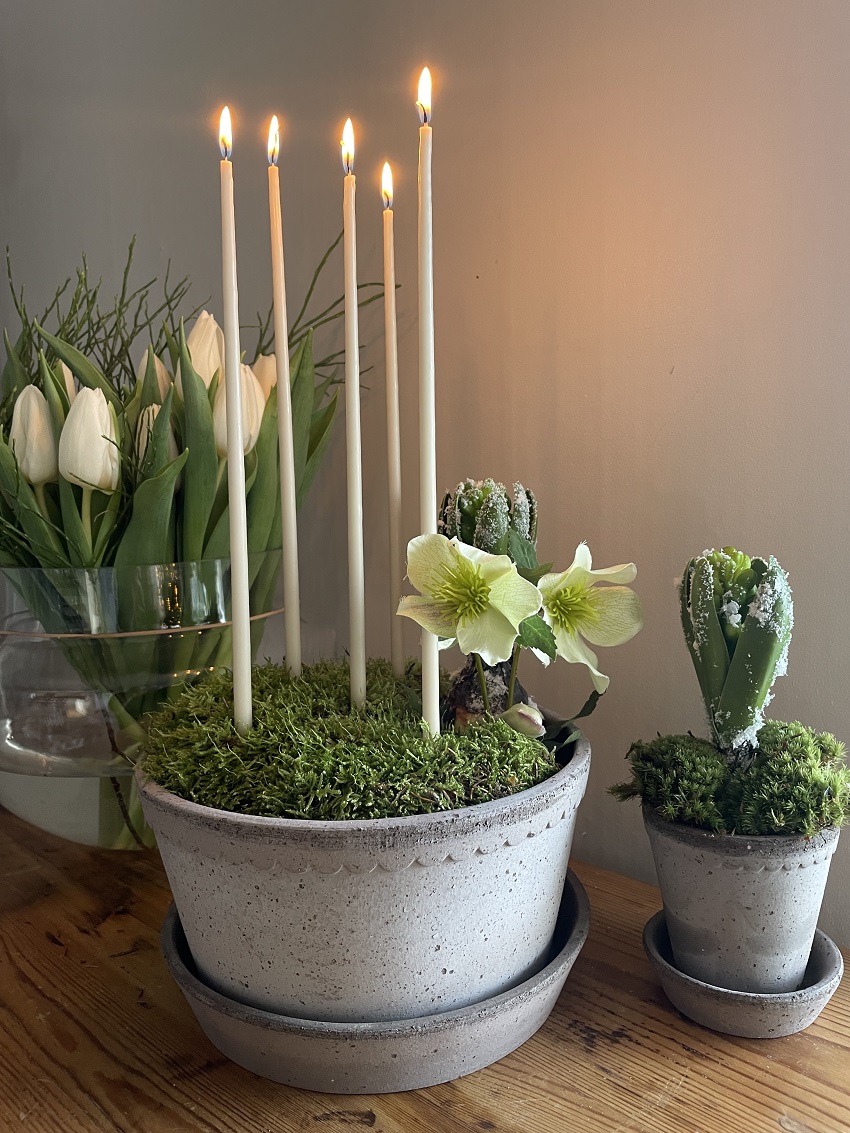 Hand-dipped thin long candles - Flower candles - Light beige - 38 cm - 10-pack - 4