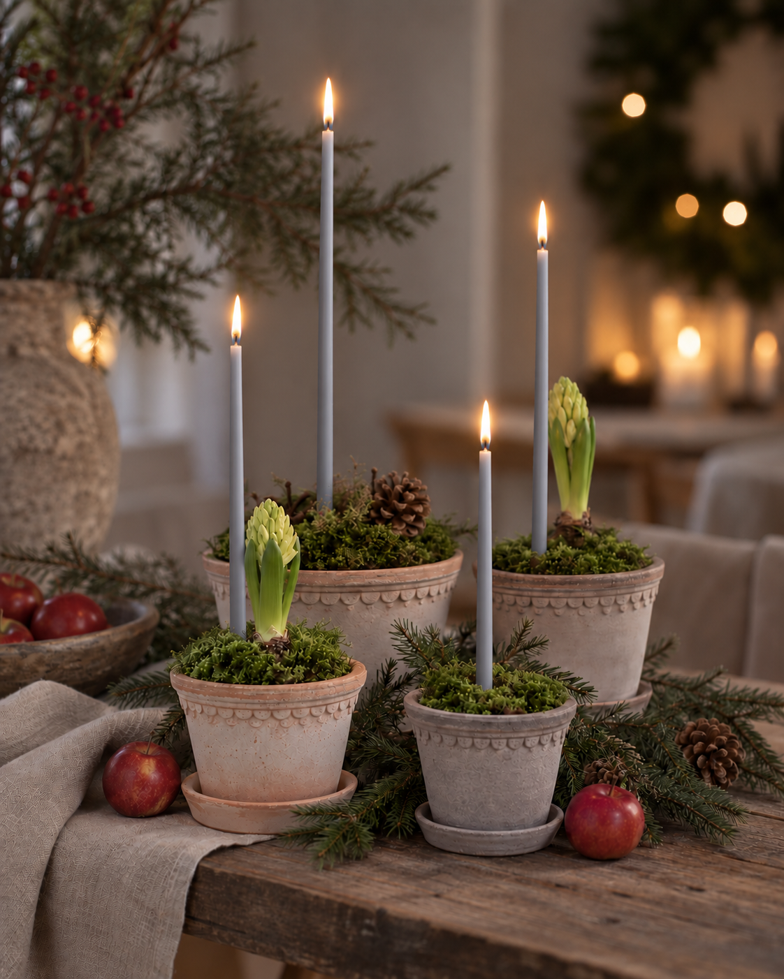 Hand-dipped thin long candles - Flower candles - Grey - 38 cm - 10-pack - 2