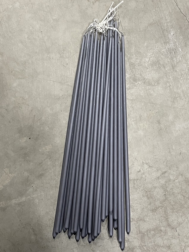 Hand-dipped thin long candles - Flower candles - Grey - 38 cm - 10-pack - 5