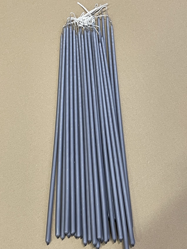 Hand-dipped thin long candles - Flower candles - Grey - 38 cm - 10-pack - 4