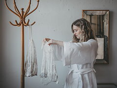 Mon & Amie "Chantal" tygpåse i vintagespets ur kollektionen BLANCHE
