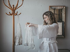 Mon & Amie "Chantal" tygpåse i vintagespets ur kollektionen BLANCHE