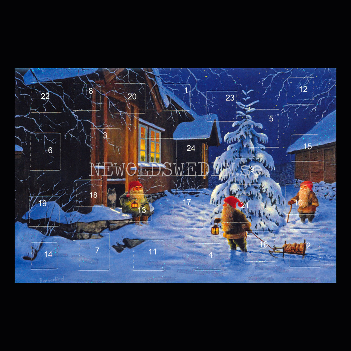 Adventskalenderkort dubbelt med kuvert 11.5 x 17 Jan Bergerlind - 1890