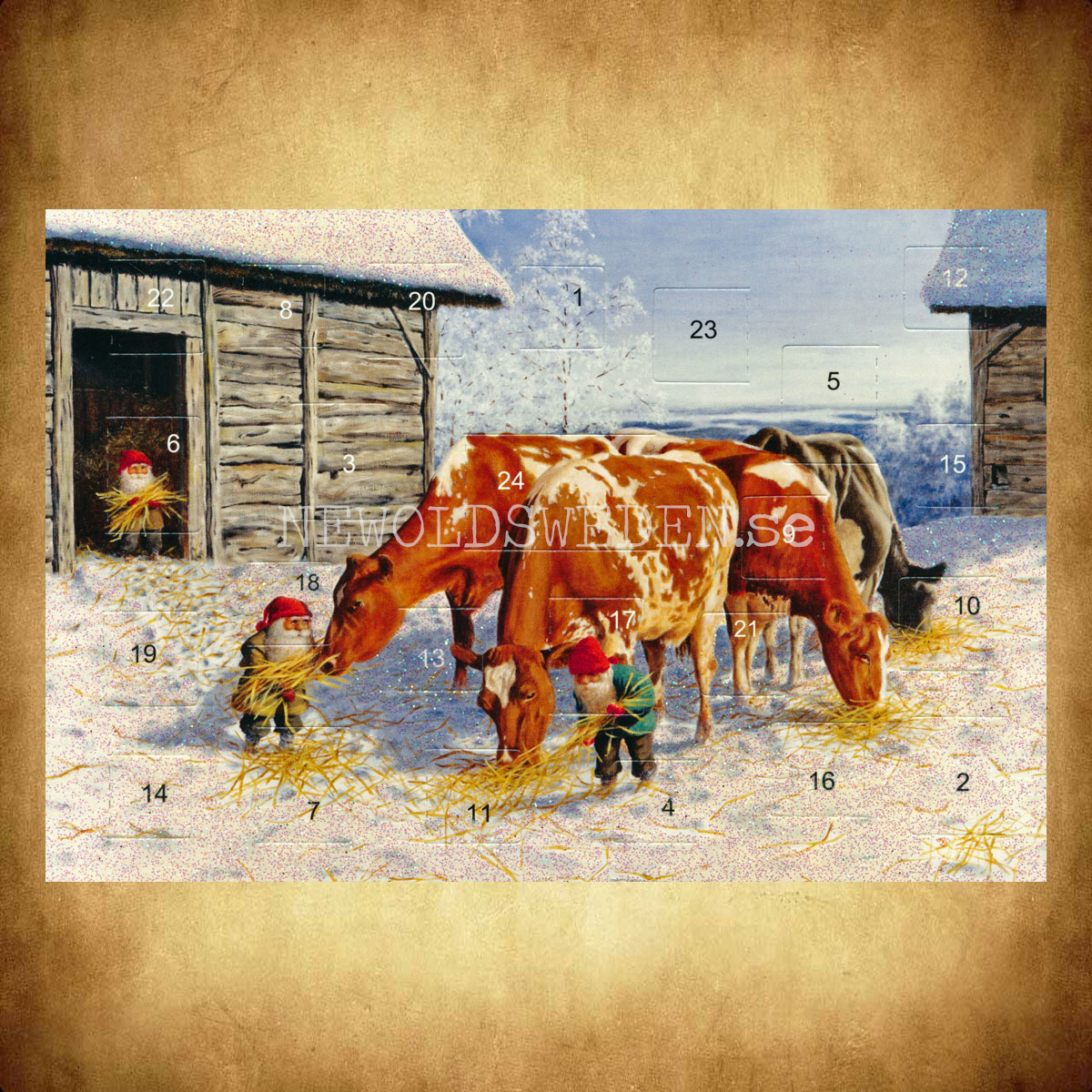 Adventskalenderkort dubbelt med kuvert 11.5 x 17 Jan Bergerlind - 1890 - 2
