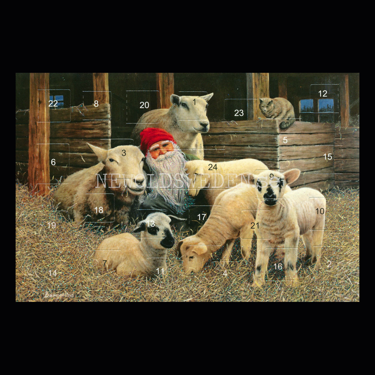 Adventskalenderkort dubbelt med kuvert 11.5 x 17 Jan Bergerlind - 910