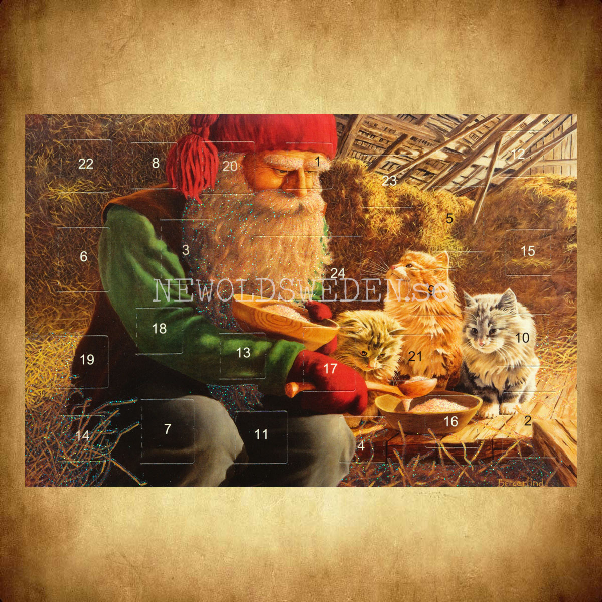 Adventskalenderkort dubbelt med kuvert 11.5 x 17 Jan Bergerlind - 1890 - 2