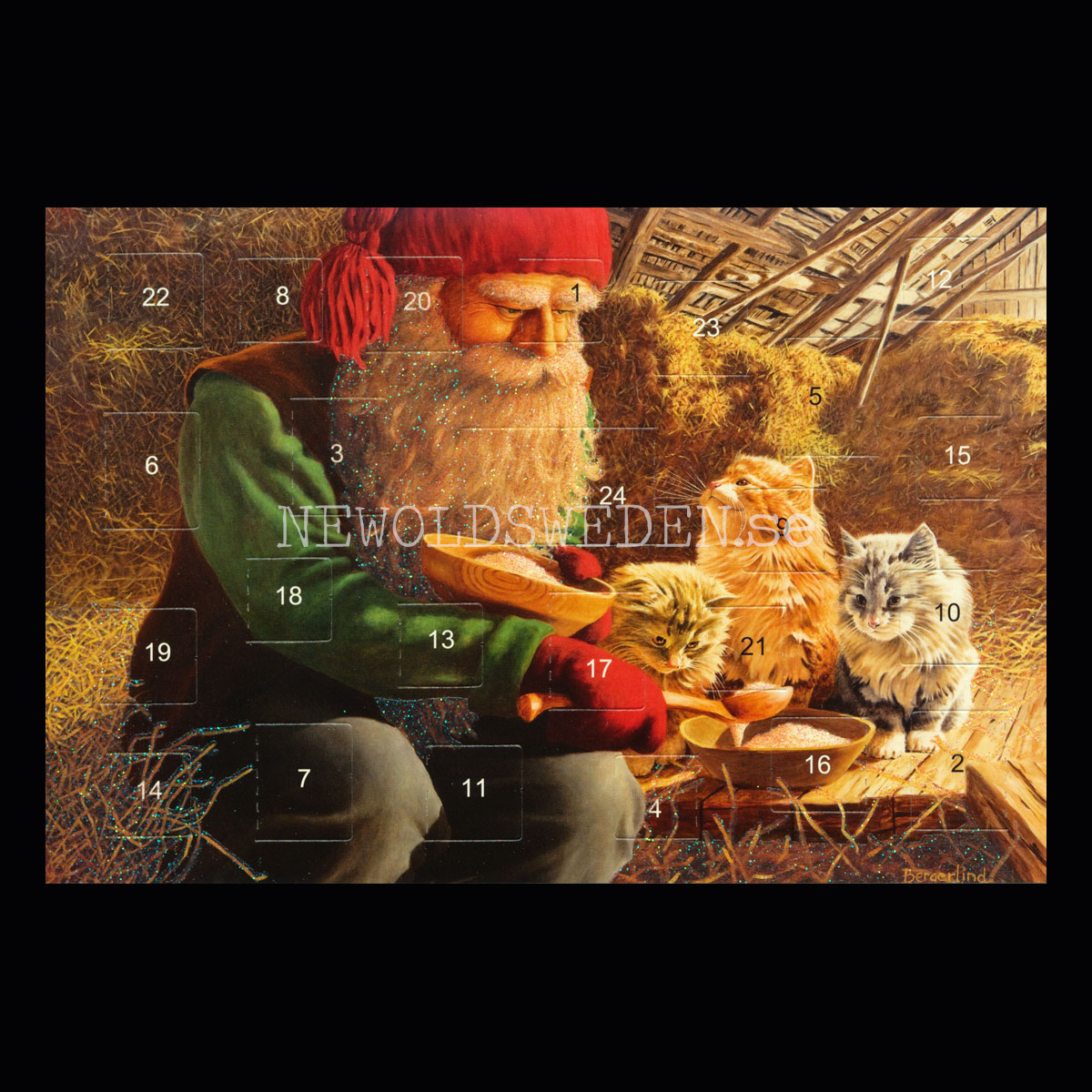 Adventskalenderkort dubbelt med kuvert 11.5 x 17 Jan Bergerlind - 1890