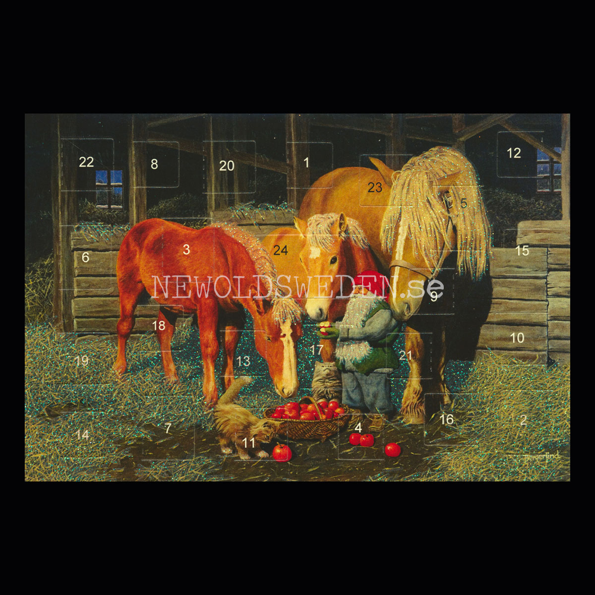Adventskalenderkort dubbelt med kuvert 11.5 x 17 Jan Bergerlind - 910