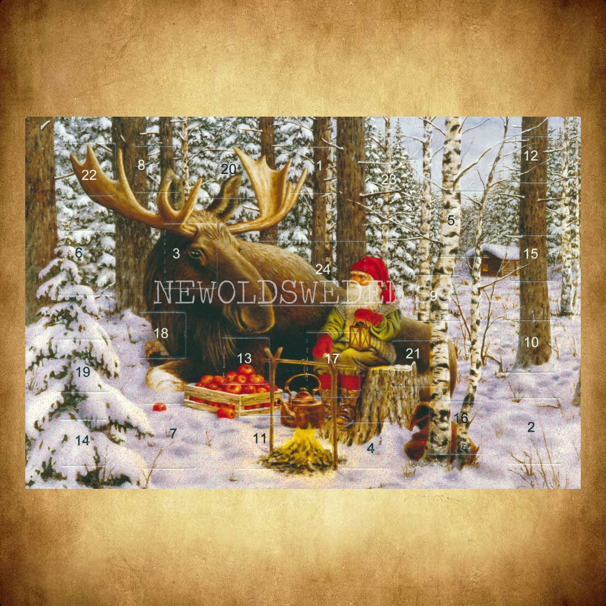 Adventskalenderkort dubbelt med kuvert 11.5 x 17 Jan Bergerlind - 1890 - 2