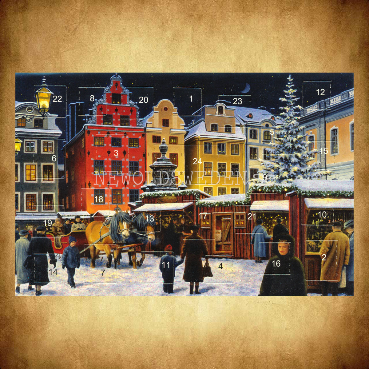 Adventskalenderkort dubbelt med kuvert 11.5 x 17 Jan Bergerlind - 1890 - 2