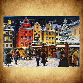 Adventskalenderkort dubbelt med kuvert 11.5 x 17 Jan Bergerlind - 1890