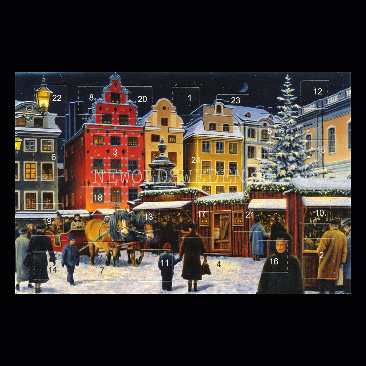 Adventskalenderkort dubbelt med kuvert 11.5 x 17 Jan Bergerlind - 1890
