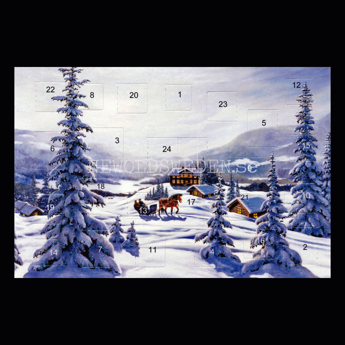 Adventskalenderkort dubbelt med kuvert 11.5 x 17 Jan Bergerlind - 910