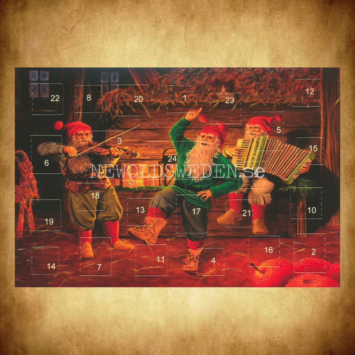 Adventskalenderkort dubbelt med kuvert 11.5 x 17 Jan Bergerlind - 1890 - 2