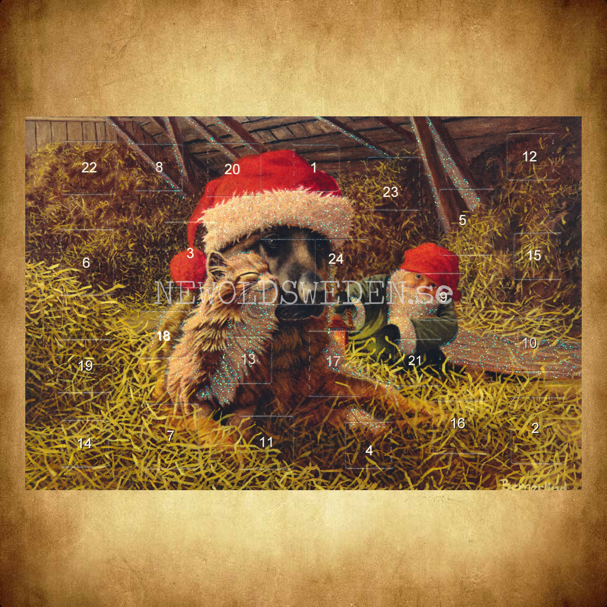 Adventskalenderkort dubbelt med kuvert 11.5 x 17 Jan Bergerlind - 1890 - 2