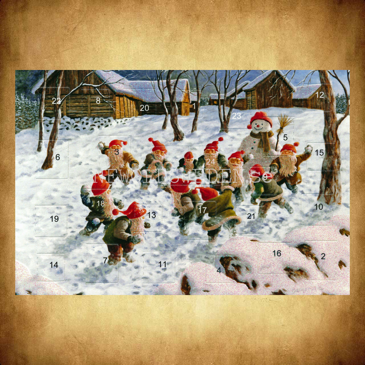 Adventskalenderkort dubbelt med kuvert 11.5 x 17 Jan Bergerlind - 910 - 2