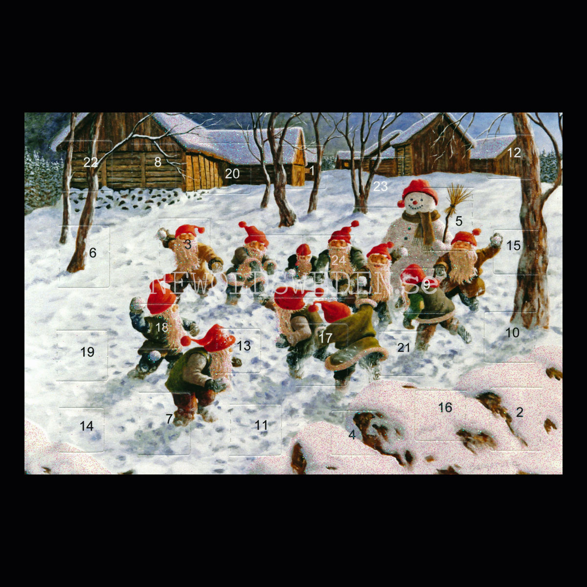 Adventskalenderkort dubbelt med kuvert 11.5 x 17 Jan Bergerlind - 910