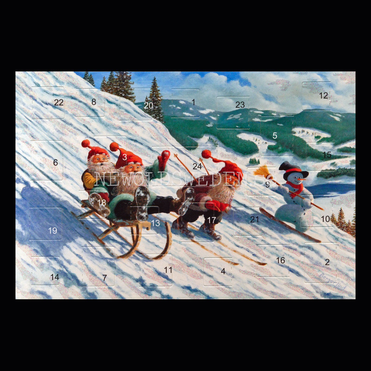 Adventskalenderkort dubbelt med kuvert 11.5 x 17 Jan Bergerlind - 1890