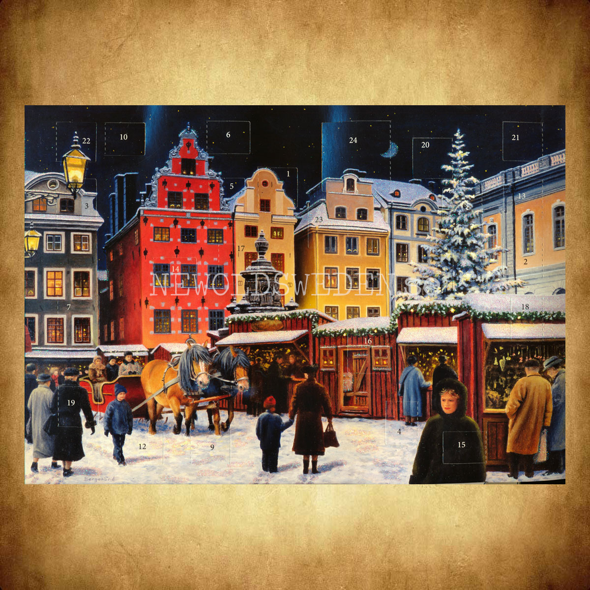 Julmarknaden Adventskalender med glitter A4 Jan Bergerlind - 2