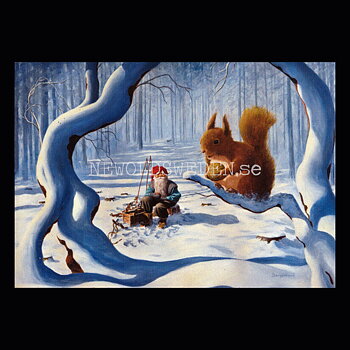 Ekorren - Kylskåpsmagnet Jan Bergerlind 10 x 7 cm - M4