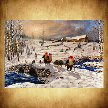 Hem med granen - Kylskåpsmagnet Jan Bergerlind 10 x 7 cm - M4