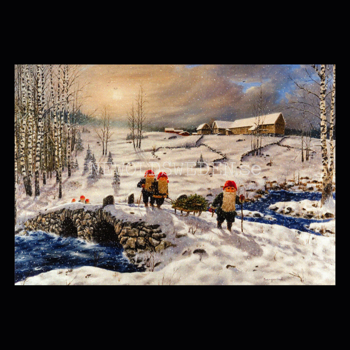 Hem med granen - Kylskåpsmagnet Jan Bergerlind 10 x 7 cm - M4