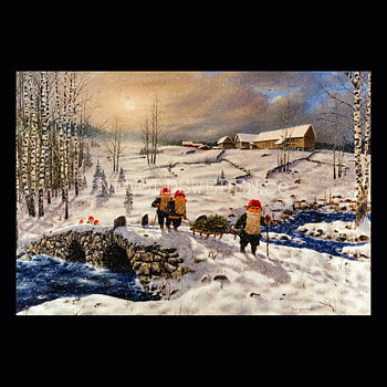 Hem med granen - Kylskåpsmagnet Jan Bergerlind 10 x 7 cm - M4
