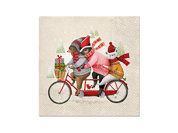 Pappersservett Björnfamilj på Cykel 