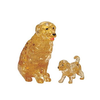 Crystal Puzzle Golden Retriever and puppy