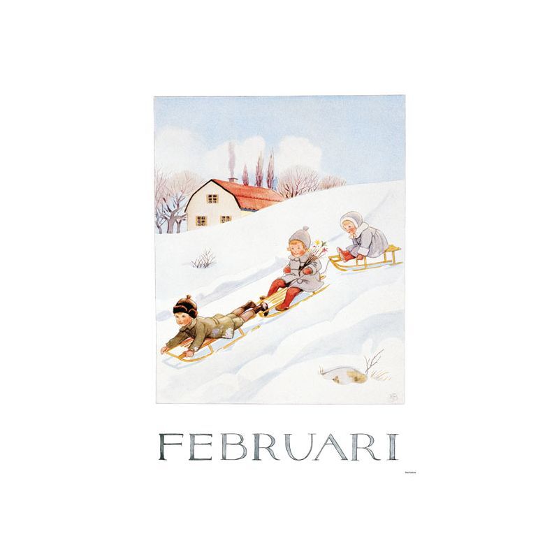 Elsa Beskow månadsbild A4 - Februari