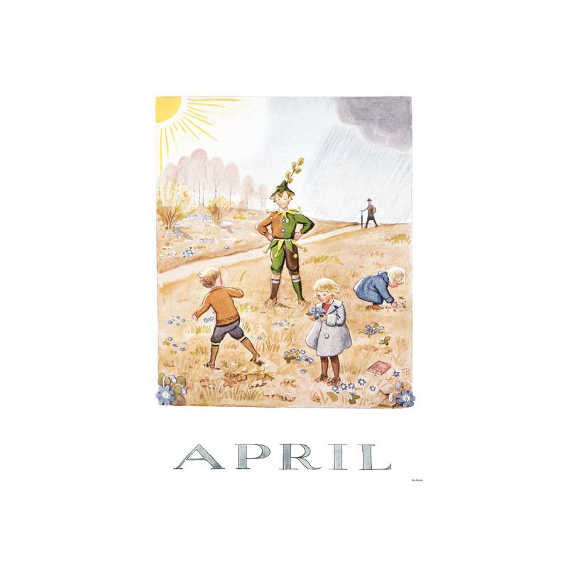 Elsa Beskow månadsbild A4 - April
