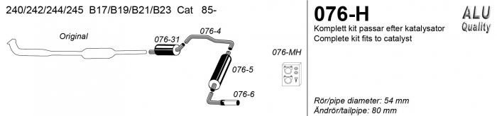 SPORTAVGASSYSTEM 2" (halvsats) VOLVO 240 B19/B21/B23 - 3