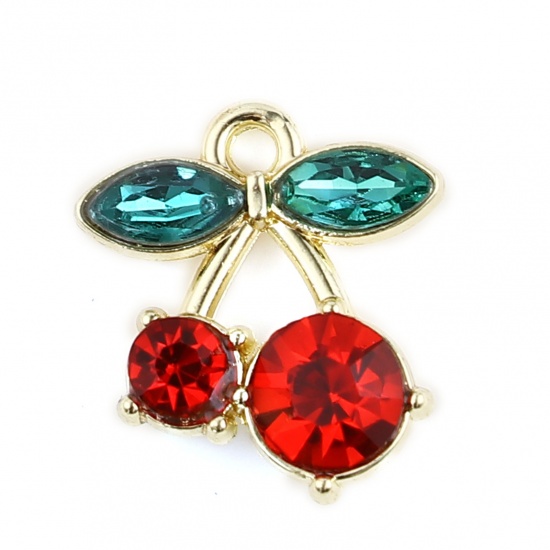 Charm - Cherry Rhinestone gold  - 2