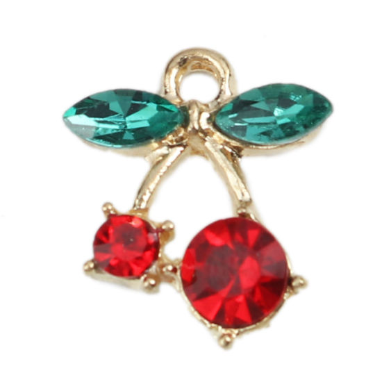 Charm - Cherry Rhinestone gold 