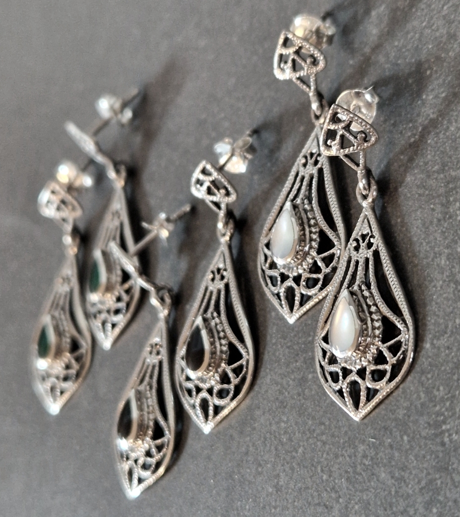 Stiftörhängen i Silver med Cabochon - 2