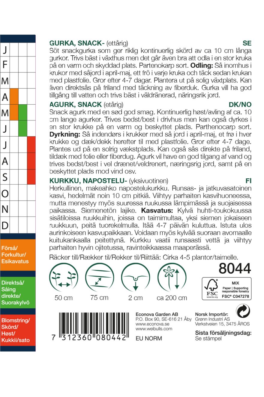 8044, Gurka, snack-Party time F1 Cucumis sativus - 2