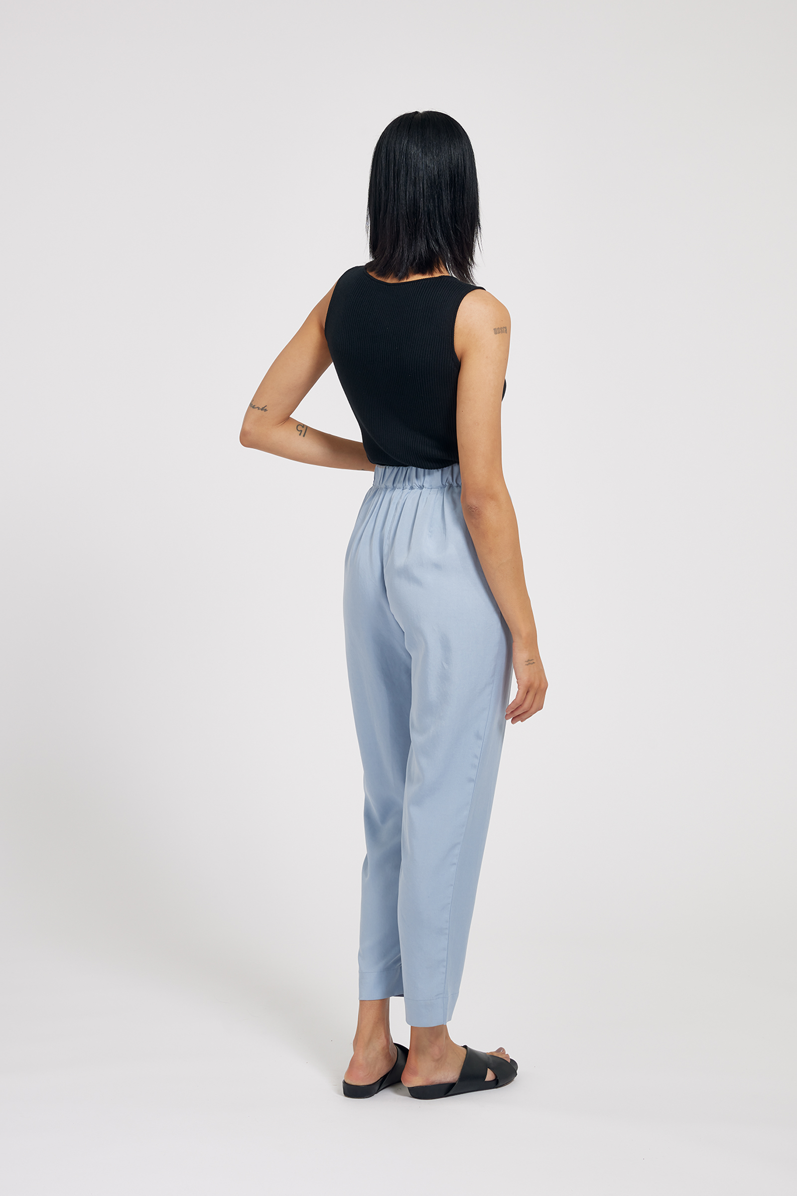 Jira Elastic Waist Tencel Trousers - Misty blue - MASKA