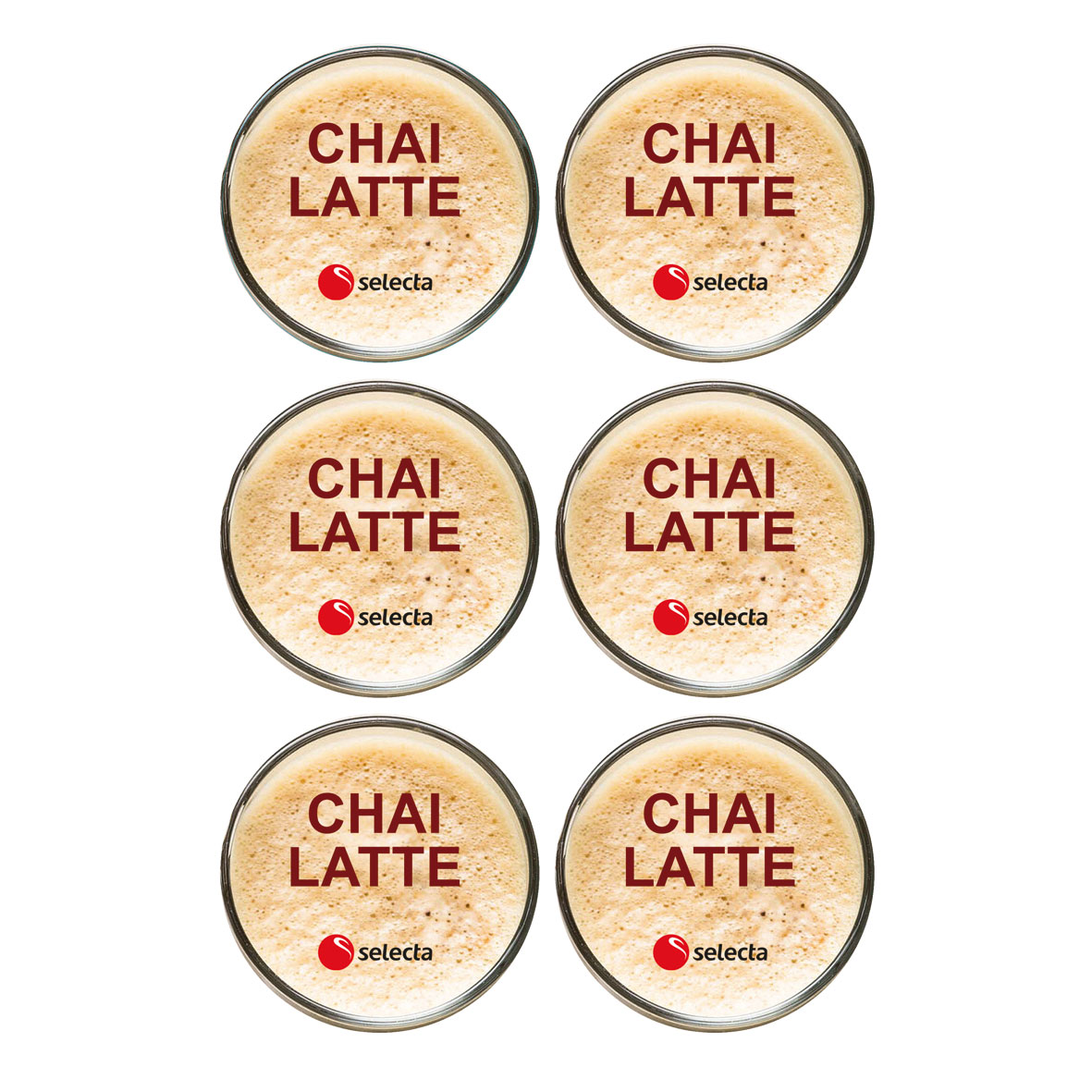 Kanisterdekal Chai Latte 100 mm diam. Beställes i ark om 6.