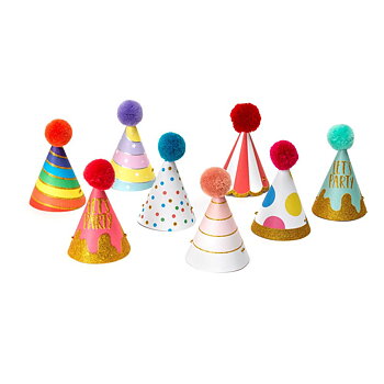 Party over here, set med 8 partyhattar