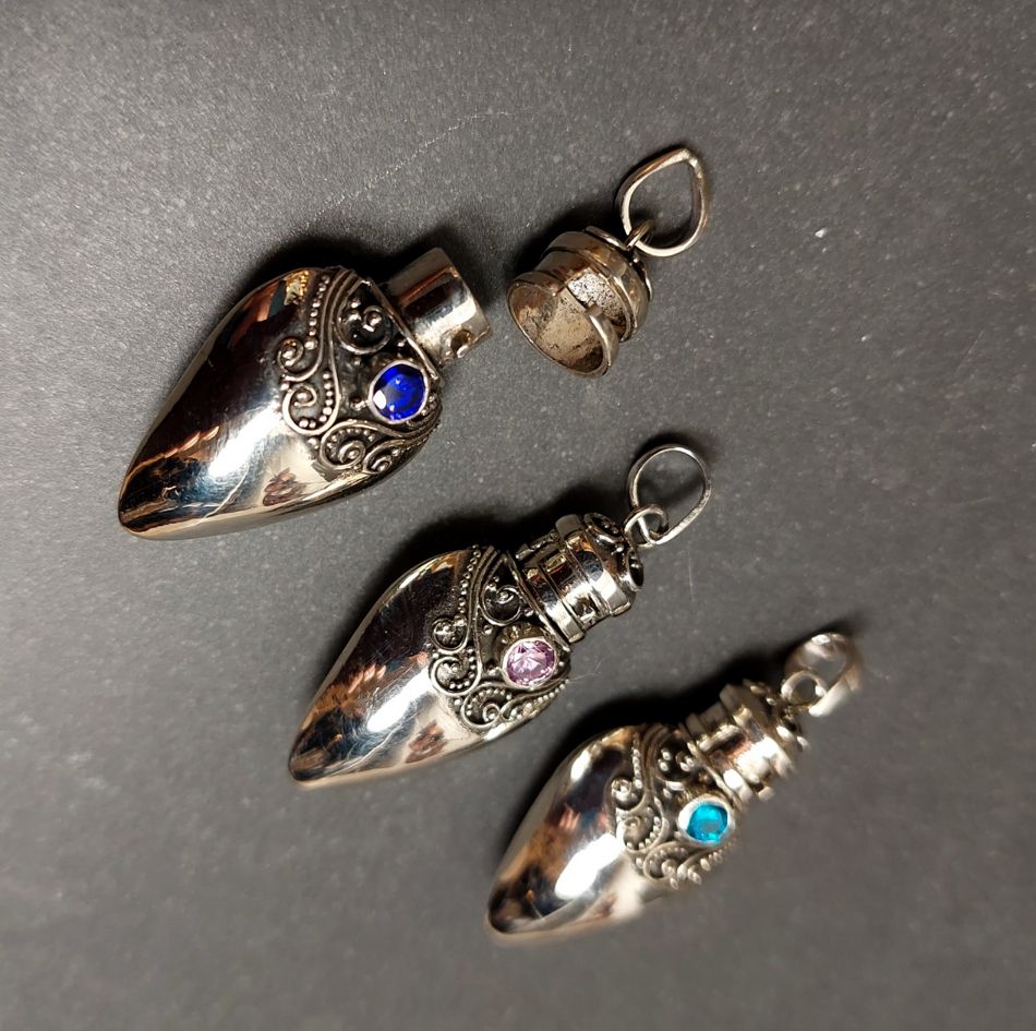  Sterling silver filigran Parfym flaska hänge  från Bali - 2